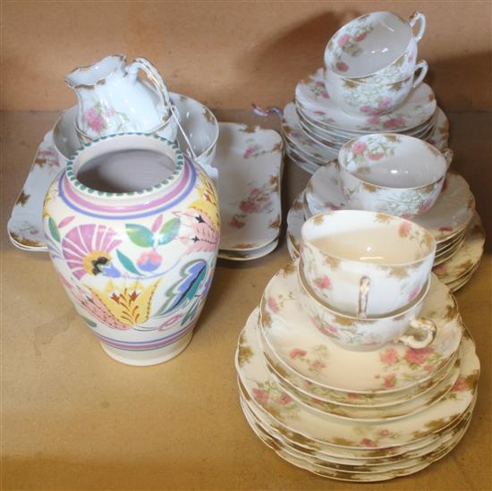 Limoges tea set and a Poole pottery vase